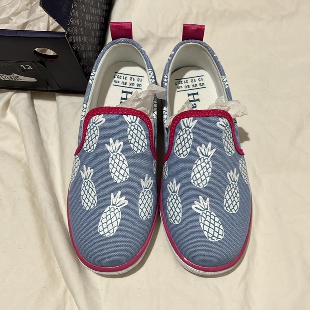 Hatley 13 slip on sneaker party pineapple style new in box chambray denim nwt